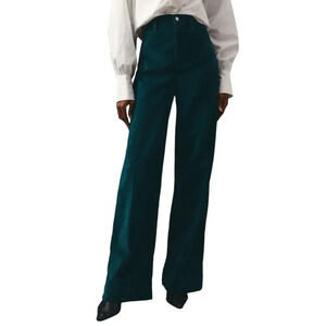 Favorite Daughter Green Hayward The Mischa Wide Leg Velveteen Pants 24